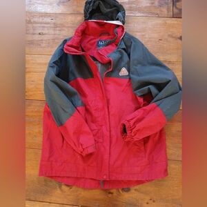 L.L. BEAN ~ L.L. KIDS ~ Full Zip Nylon Hooded Jacket -Size XL-Red/Gray